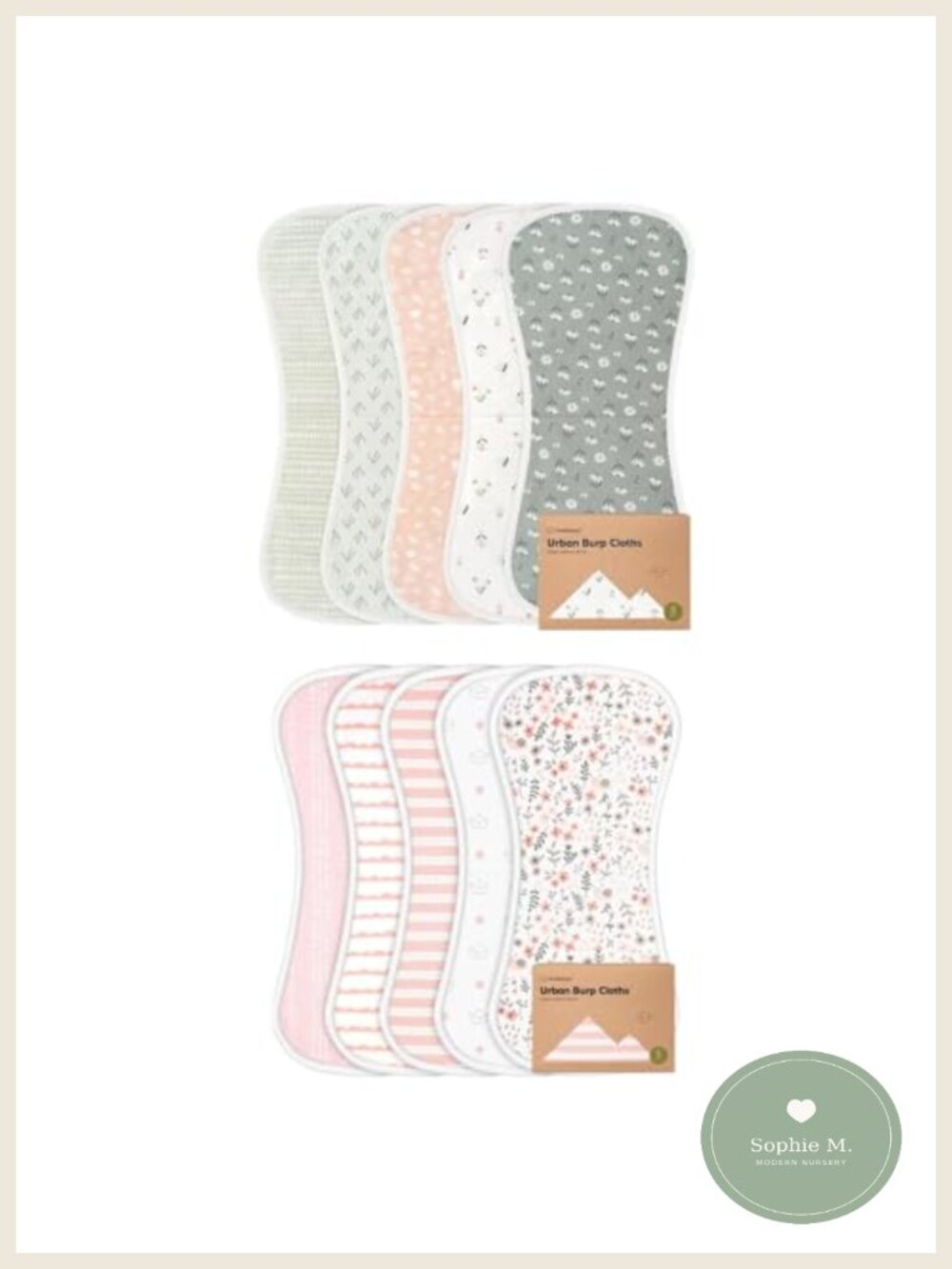 5-Pack Burp Cloths Super Absorbent Cotton Newborn Spit Up Rags